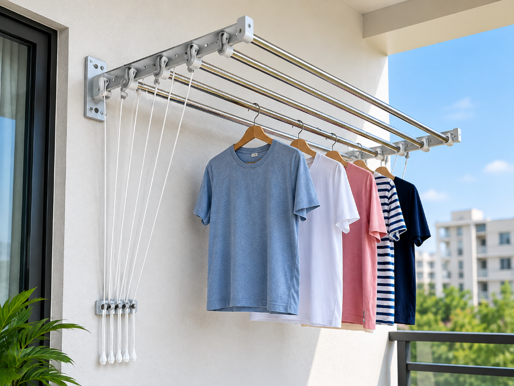 Cloth hanger installation in a tidy modern home