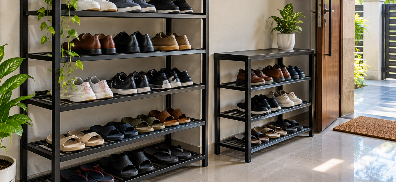 Family storage shoe storage idea